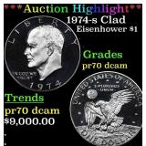 1974-s Clad Proof Eisenhower Dollar $1 pr70 dcam S