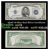1934C $5 Blue Seal Silver Certificate Grades Choic