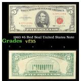 1963 $5 Red Seal United States Note Grades vf++