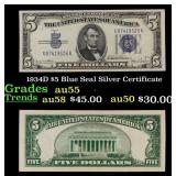 1934D $5 Blue Seal Silver Certificate Grades Choic