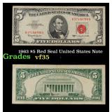 1963 $5 Red Seal United States Note Grades vf++