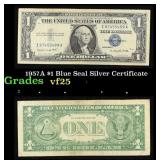 1957A $1 Blue Seal Silver Certificate Grades vf+