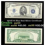 1934D $5 Blue Seal Silver Certificate Grades Selec