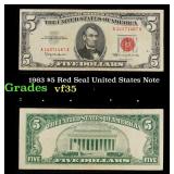 1963 $5 Red Seal United States Note Grades vf++