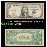 1935C $1 Blue Seal Silver Certificate Grades vf++