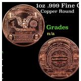 1oz .999 Fine Copper Bullion Round - Silver Certif