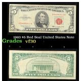1963 $5 Red Seal United States Note Grades vf++
