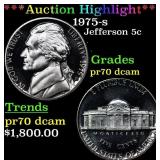 1975-s Proof Jefferson Nickel 5c pr70 dcam SEGS