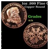 1oz .999 Fine Copper Bullion Round - Sant Claus is