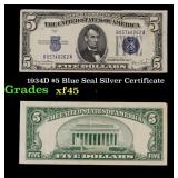 1934D $5 Blue Seal Silver Certificate Grades xf+