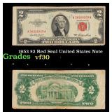 1953 $2 Red Seal United States Note Grades vf++