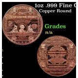 1oz .999 Fine Copper Bullion Round - Silver Certif