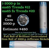 BU Shotgun Jefferson 5c roll, 2000-p 40 pcs Bank $