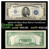 1934A $5 Blue Seal Silver Certificate Grades Choic