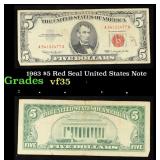 1963 $5 Red Seal United States Note Grades vf++