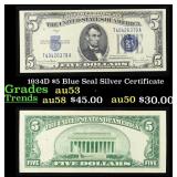 1934D $5 Blue Seal Silver Certificate Grades Selec