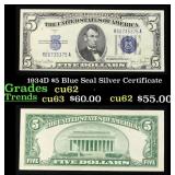 1934D $5 Blue Seal Silver Certificate Grades Selec