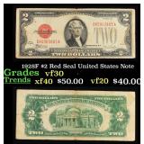 1928F $2 Red Seal United States Note Grades vf++
