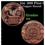 1oz .999 Fine Copper Bullion Round - Silver Certif