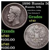 1896 Russia 50 Kopeks Silver Y# 58.2 Grades xf