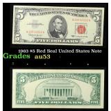 1963 $5 Red Seal United States Note Grades Select