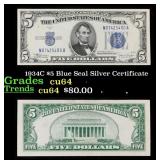 1934C $5 Blue Seal Silver Certificate Grades Choic