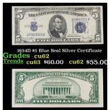 1934D $5 Blue Seal Silver Certificate Grades Selec
