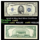 1934D $5 Blue Seal Silver Certificate Grades Selec