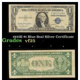 1935E $1 Blue Seal Silver Certificate Grades vf+