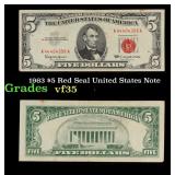 1963 $5 Red Seal United States Note Grades vf++