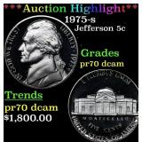 1975-s Proof Jefferson Nickel 5c pr70 dcam SEGS