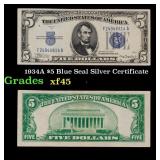1934A $5 Blue Seal Silver Certificate Grades xf+