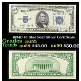 1934D $5 Blue Seal Silver Certificate Grades Choic
