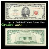 1963 $5 Red Seal United States Note Grades Choice