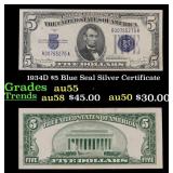 1934D $5 Blue Seal Silver Certificate Grades Choic