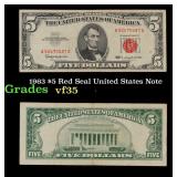 1963 $5 Red Seal United States Note Grades vf++