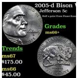 2005-d Bison Jefferson Nickel Westward Journey Nea
