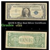 1957B $1 Blue Seal Silver Certificate Grades vf+