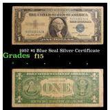 1957 $1 Blue Seal Silver Certificate Grades f+
