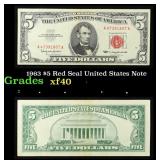1963 $5 Red Seal United States Note Grades xf