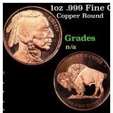 1oz .999 Fine Copper Bullion Round - Buffalo Nicke