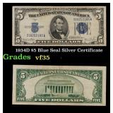 1934D $5 Blue Seal Silver Certificate Grades vf++