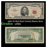 1963 $5 Red Seal United States Note Grades vf++