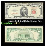 1963 $5 Red Seal United States Note Grades vf++