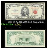 1963 $5 Red Seal United States Note Grades xf