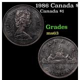 1986 Canada $1 Canada Silver Dollar $1 Grades Sele