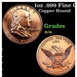 1oz .999 Fine Copper Bullion Round - Franklin Half