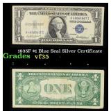 1935F $1 Blue Seal Silver Certificate Grades vf++