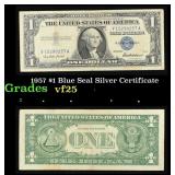 1957 $1 Blue Seal Silver Certificate Grades vf+