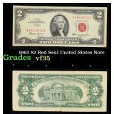 1963 $2 Red Seal United States Note Grades vf++